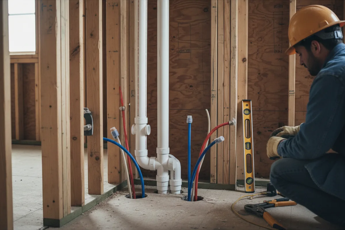 Drain and supply rough-in during Leak Detection in Fleetwood